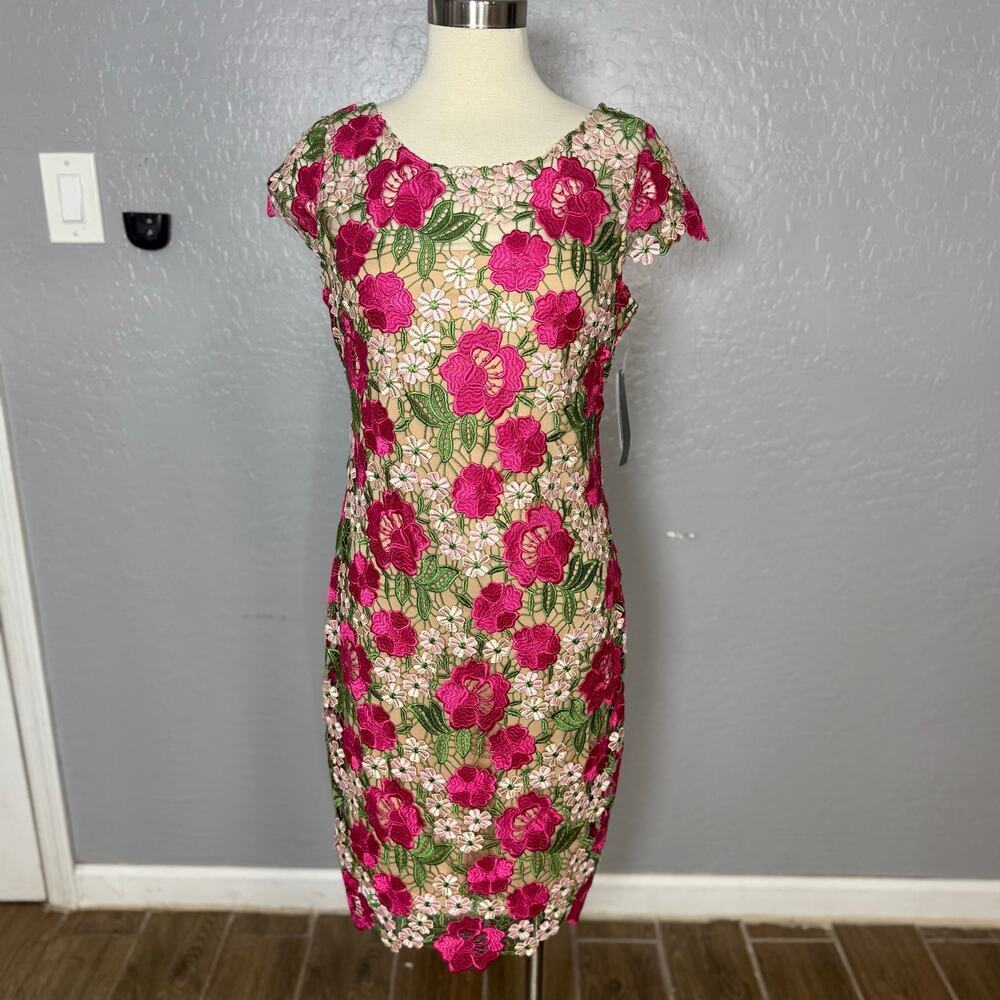 Xscape Women's Short Sleeve Floral Print Sheath Dress, 10